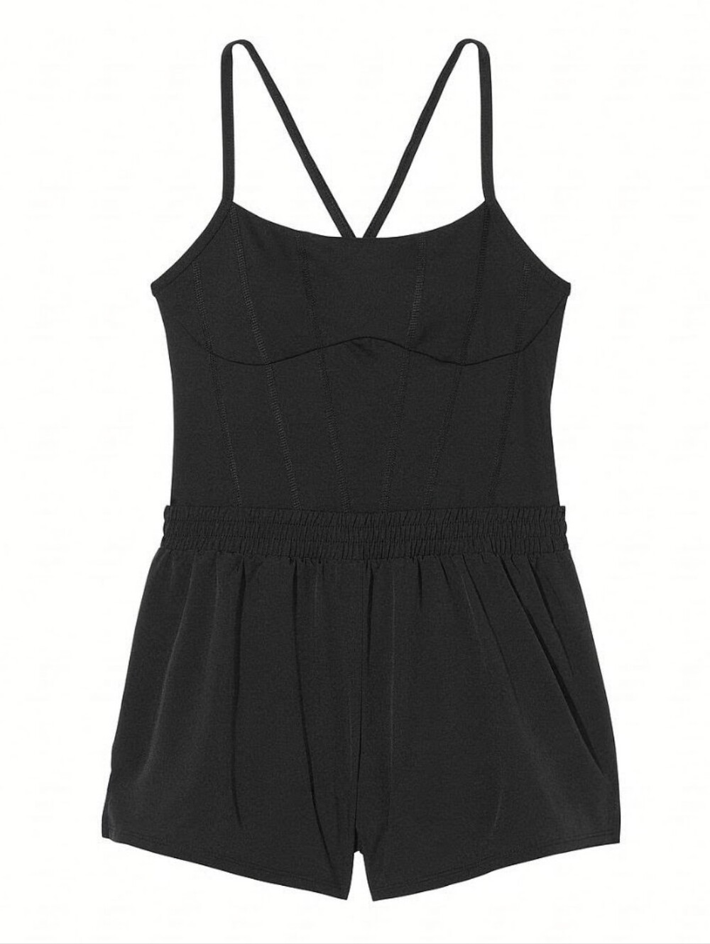 PINK Victoria's Secret Ultimate Runsie Romper Black Corset Active Small